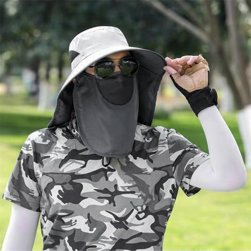 

Уличная солнцезащитная шляпа для мужчин и женщин, рыболовная шляпа от солнца, маска для лица, защита от солнца