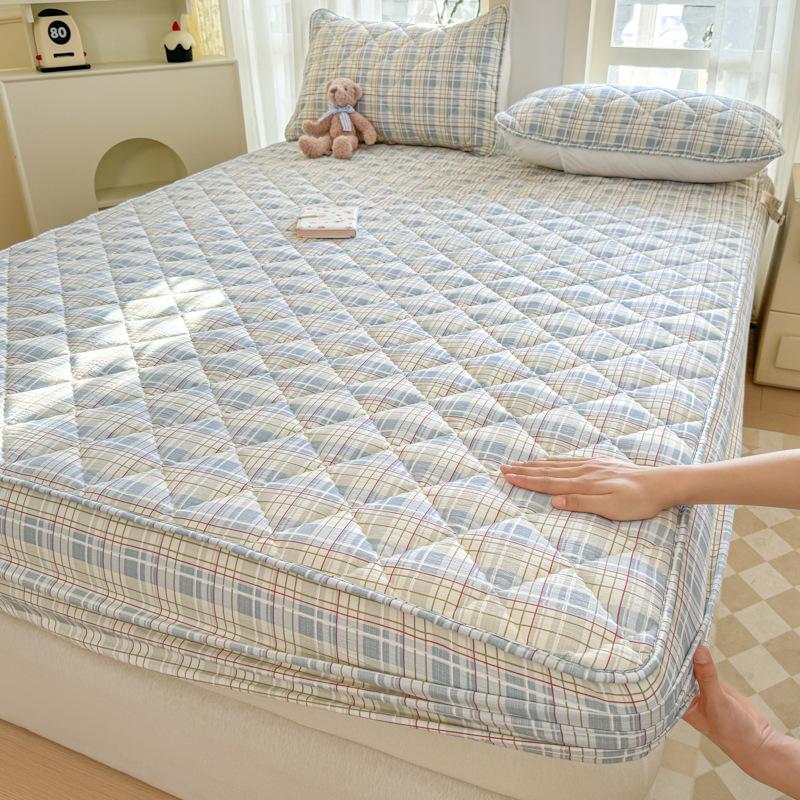 

Class A Double-layer Yarn Quilted Bed Sheet Single Piece Dust-proof and Dirt-proof All-inclusive Mattress Protector Kapok Bed Cover 90 * 200Cm bed hat