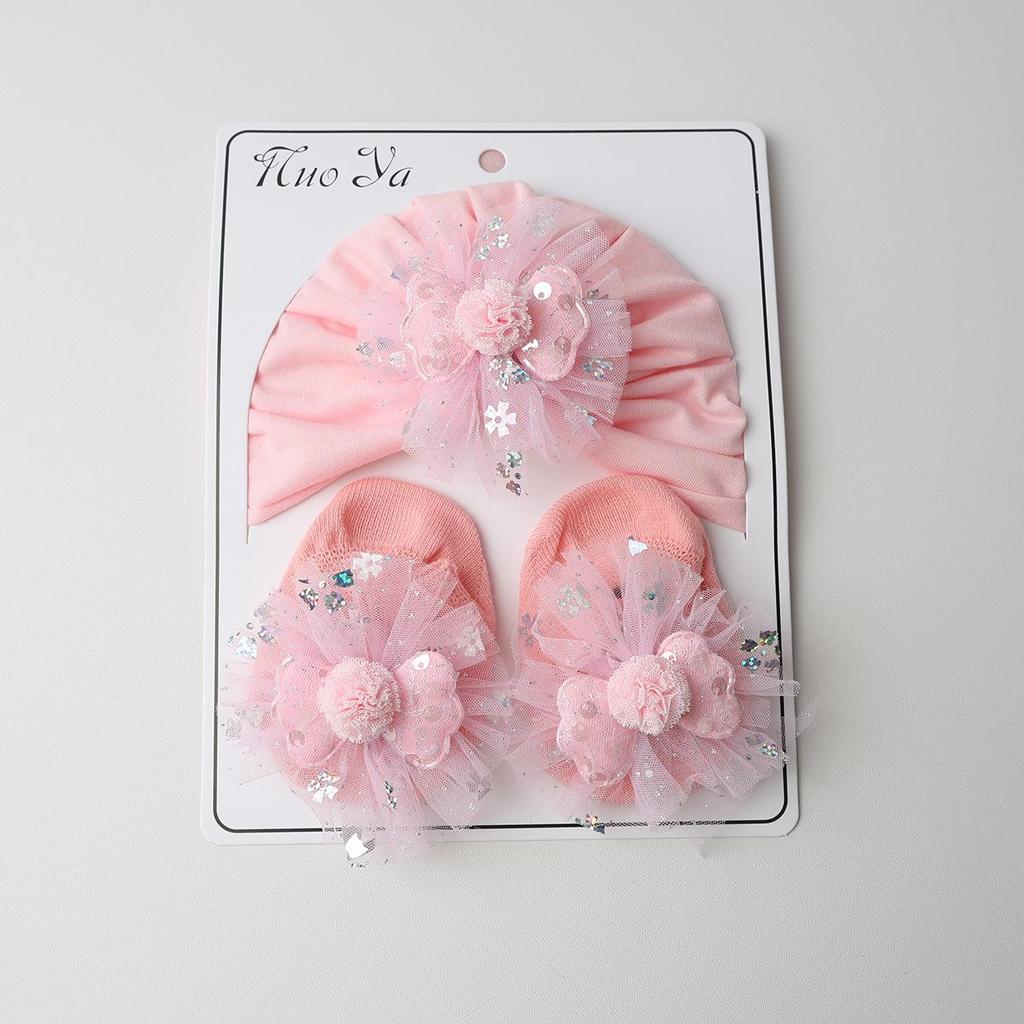 Adorable Baby Hat & Non-Slip Sock Set with Cute Princess Wings - Protects Fontanelle