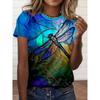 3D Printed Hip Hop Colorful Dragonfly Pattern Outdoor Hip Hop Suitable for Street Wearing Loose T-shirt