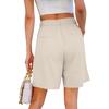Women's Square Pocket Elastic Waist Casual Cotton And Linen Shorts