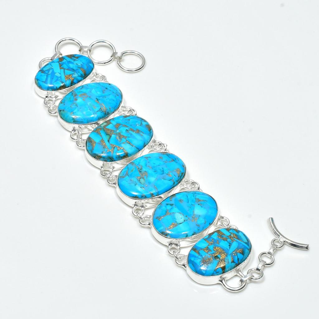 Natural Blue Copper Turquoise Gemstone Handmade 925 Sterling Silver Jewelry Neclace Bracelet Set, Antique Jewelry Set, Mother's Day Gift