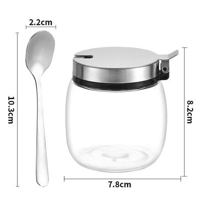Transparent Glass Spice Jars with Spoons (Set of 3)