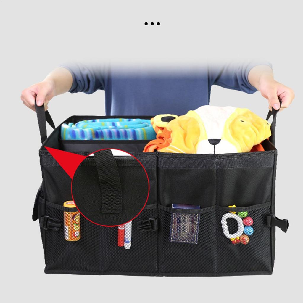 60 L Portable Folding Car Trunk Storage Box 600D Oxford Cloth Multifunctional Car Trunk Storage Box With Partition And Handle