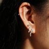 Silver Bezel Bead Curved Huggie Hoop Earrings 925 Silver E066-08H