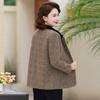 Women's Plaid Button-Down Jacket for Middle-Aged Mothers