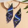European and American Retro Rice Bead Long Fringed Earrings for Women, Bohemian Hand-woven Earrings