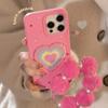 Korean Colorful Polka Dots Love Heart Phone Case For iPhone 17 16 15 13 14 11 12 Pro Max With Bracelet Shockproof Soft Cover
