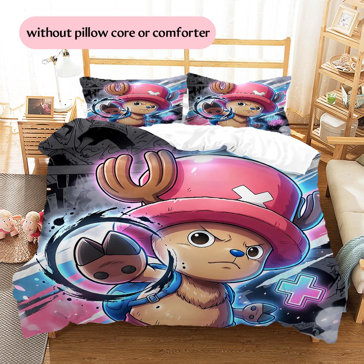 Cute ChopperPattern Bedding Quilt Set Home Decoration Gift (1 * duvet cover + 2 * pillowcase without core) 135x200cm