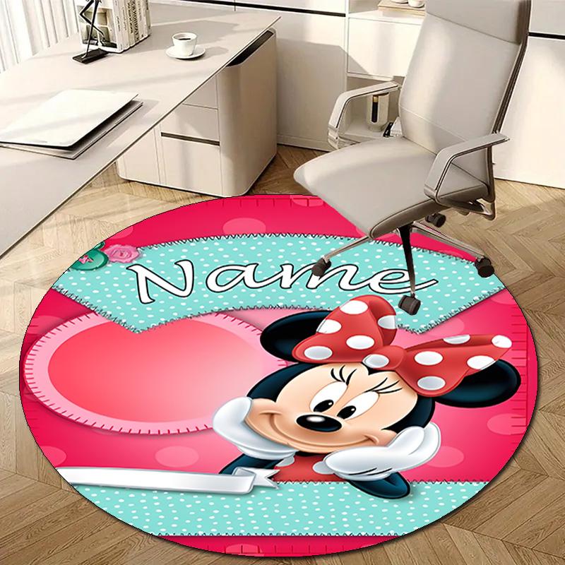 Personalized M-Minnie Round Chair Office Rug - Perfect for Mat, Office Chair & More - Ideal Gift for Birthdays and Holidays