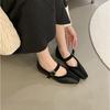 Spring High-end Mary Jane Shoes Women's One-word Buckle Belt Retro Temperament Commuting Height-increasing Heels Single Shoes