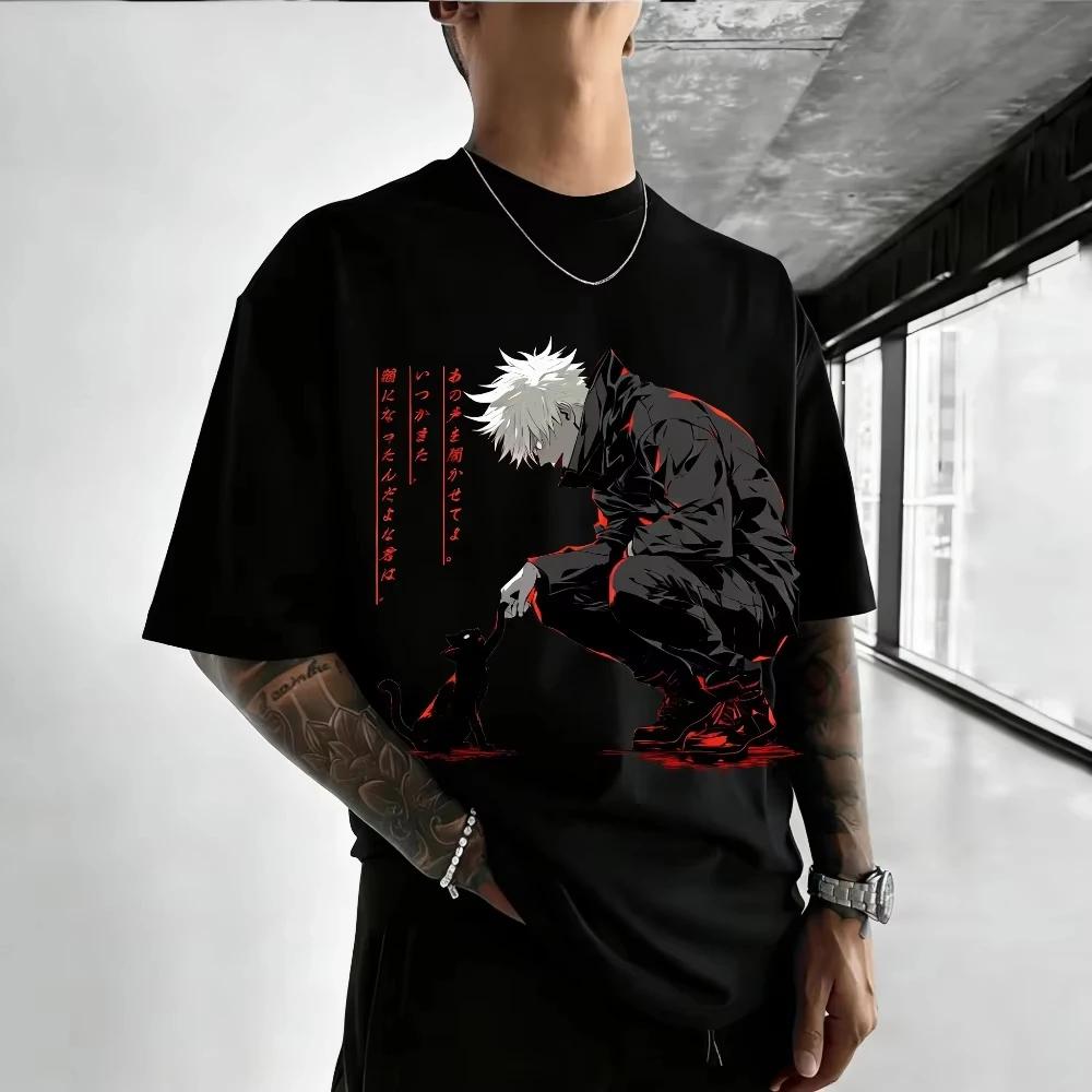 Jujutsu Kaisen Gojo Satoru Unisex Pure Cotton T-shirt 2026 Summer Hot Anime Print Round Neck Men Women Short Sleeved Top