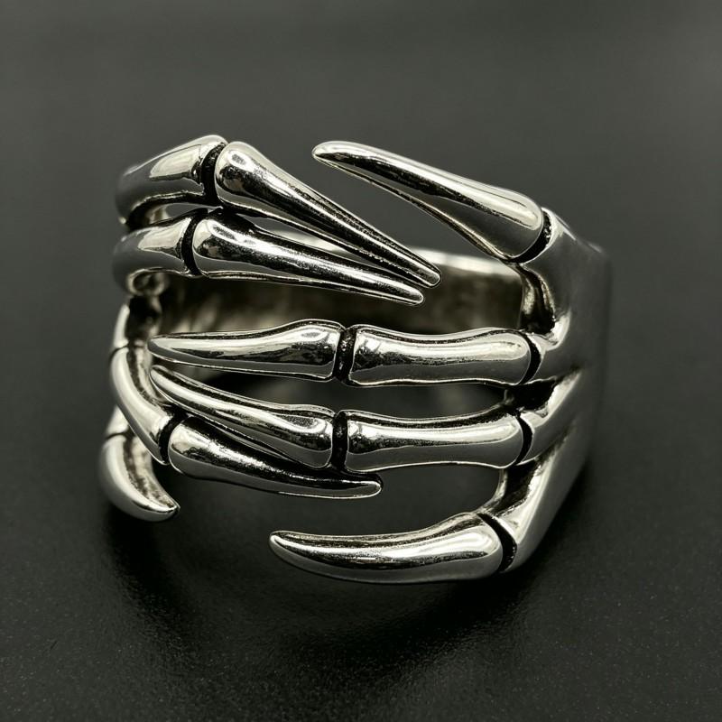 Adjustable Open Ring With Vintage Bone Claw Design Punk Gothic Style Copper Jewelry Men Women
