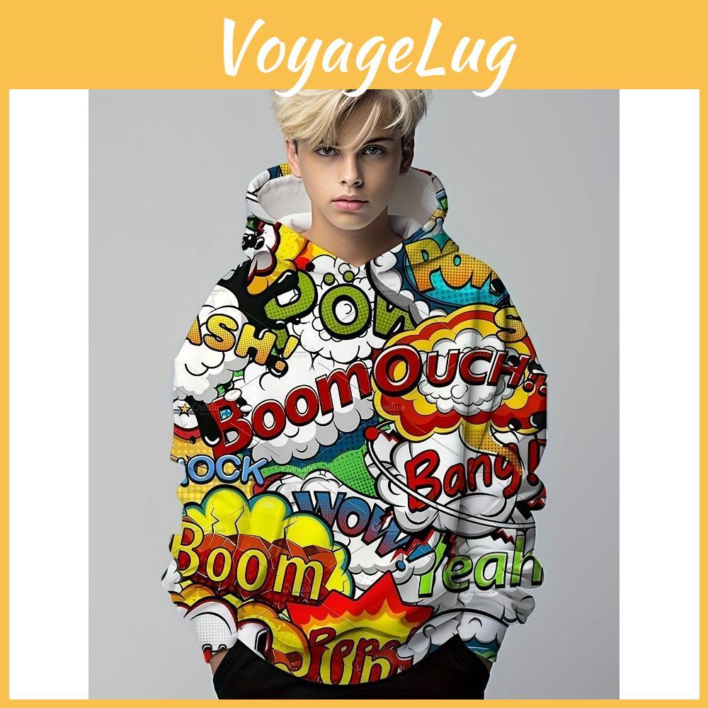 Art Kids Hot Creative Graffiti Hooded Sweatshirt Boys Girls 3d Printed Trendy Hoodie Kids Cool Hip Hop Street Sports Casual Tops