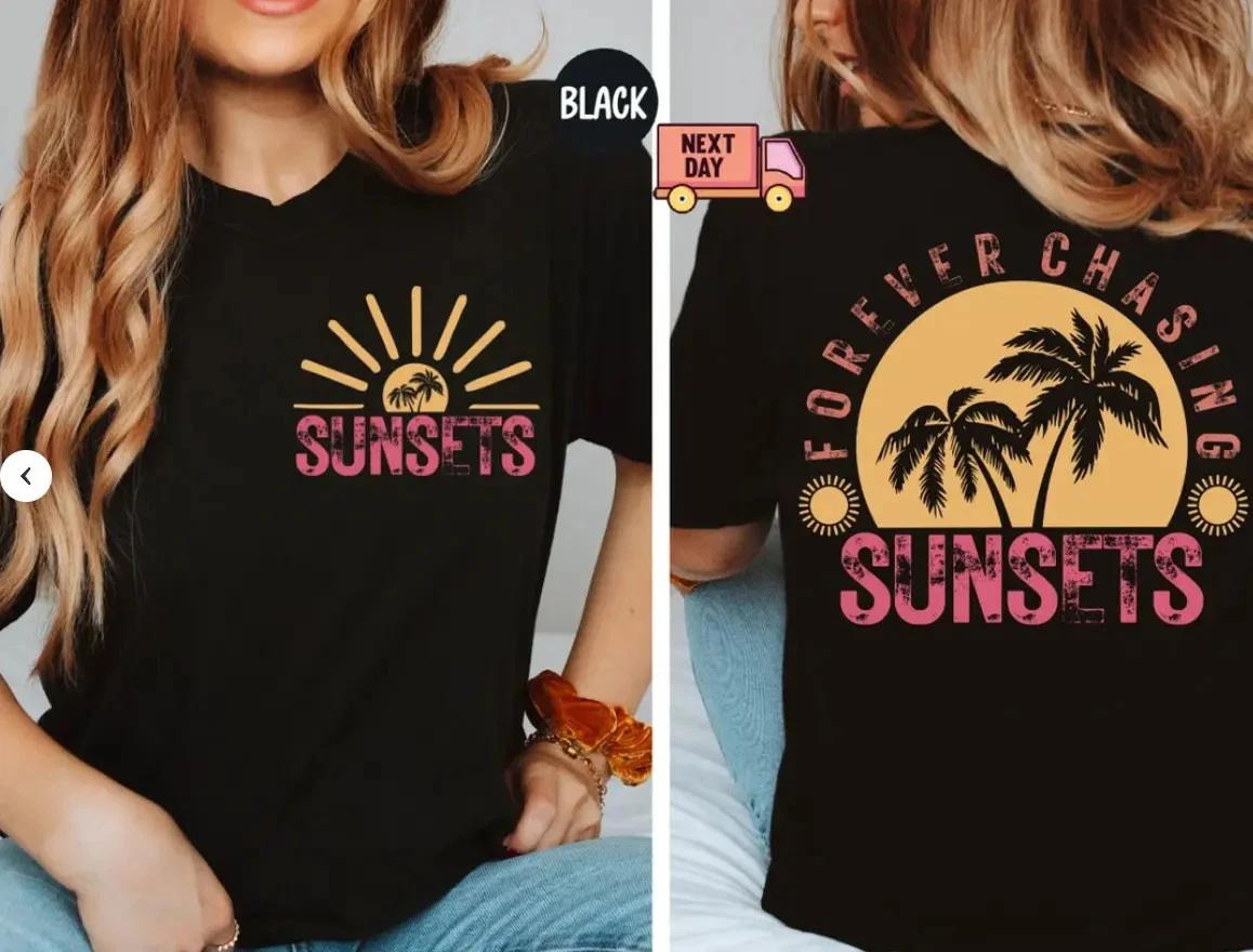 Forever Chasing Sunsets Shirt, Retro Summer T- Shirt, Retro Beach Shirts S