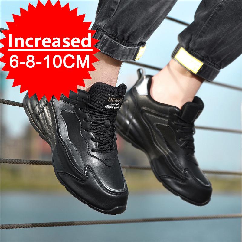 Men Breathable Elevator Shoes Height Increase Sneakers for Men 10cm Sports Casual Invisible Inner Heightening 6/8cm White Shoes