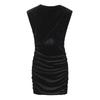 European & American Style Women's Black Velvet Open Design Dress - Autumn Collection
