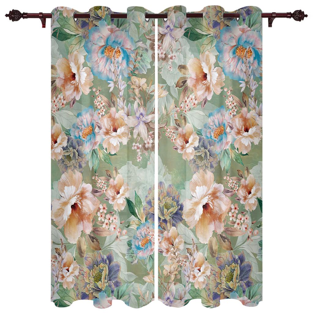 Starožitný květinový list motýl Okenní závěs Obývací pokoj Luxusní záclonový závěs do ložnice Domácí kuchyně Závěs