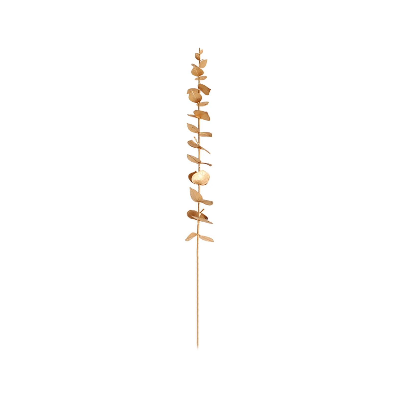 Artificial Gold Plant Palm Ginkgo Peacock Phoenix Tail Leaf Phalaenopsis Orchid Eucalyptus Stems Handmade Crafts Flowers Decor