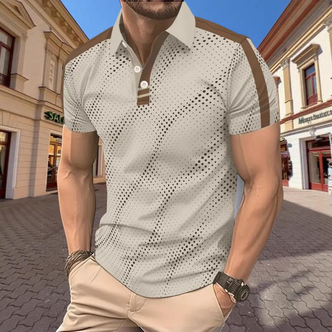 New summer collection: stylish, trendy, casual and versatile men’s short-sleeved polka dot polo shirt S