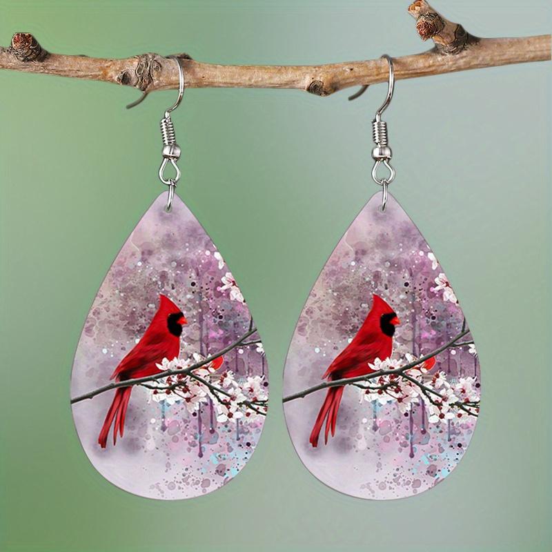 

1 пара серег с цветами и птицами, легкие серьги из искусственной кожи для женщин, повседневная одежда, романтические подарки для праздника и вечеринки