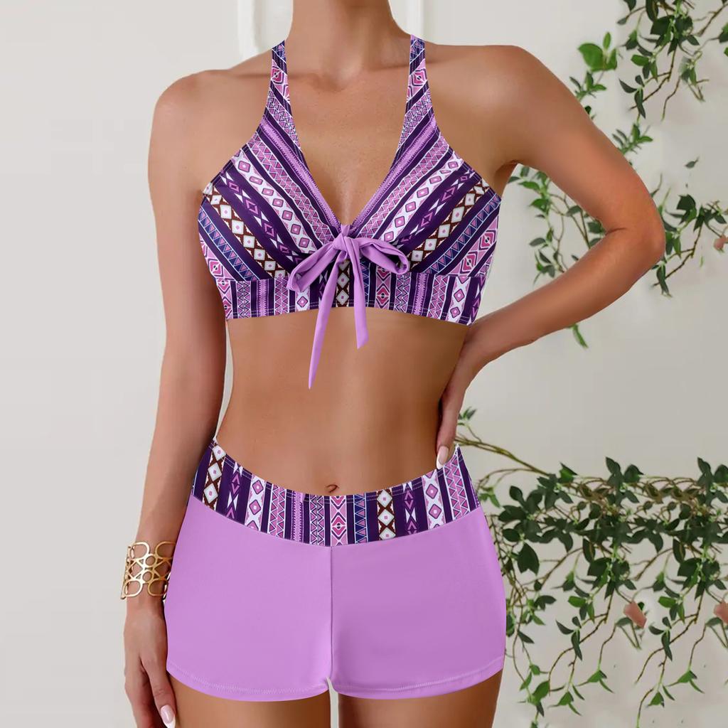 New swimsuit women's split large size flat angle women's skirt bikini print swimsuit