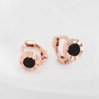 Punto Negro Oro Rosa Aguja Anillo de Corte de Ónice Piercing 14K