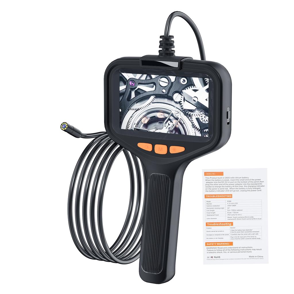 Inspection Camera Dual Lens Inspection Camera with Light 10m32.8FT Industrial Borescope IP67