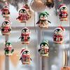 Yousheng Wooden Christmas Ornament 2D Santa Claus On Hot Air Balloon/Riding Bicycle/Penguin/Elf Hanging Ornaments for Xmas Tree Holiday Party Decor
