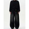 Madwitch Retro Washed Bootcut Denim Men's and Women's Loose Casual Wide Leg Straight Black Pants Ins