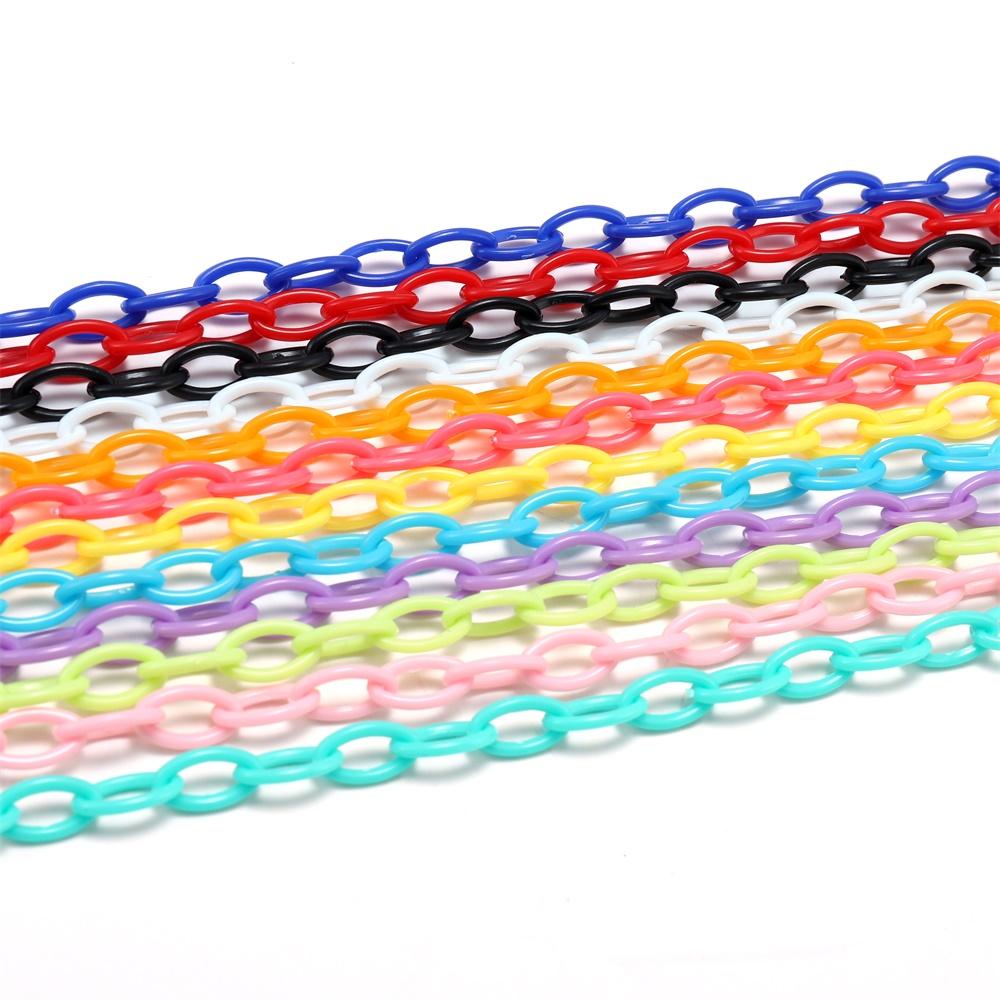 10pcs 50cm Colorful Acrylic Plastic Lobster Clasp Hook Link Chain For DIY Keychain Necklace Jewelry Making Connecter Accessories