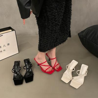 French Small Sandals High-heeled Slippers Women's Shoes Wear 2024 New Summer Evening Breeze Premium Sandals