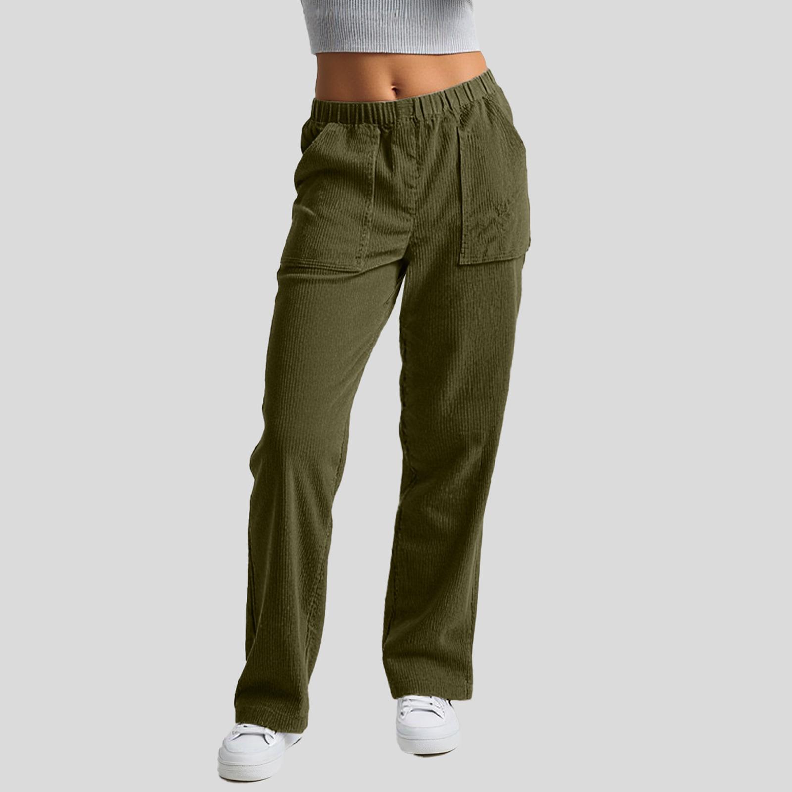 Women s Casual Fashion -Color Drawstring Loose Straight-Leg Pants With Pockets XL