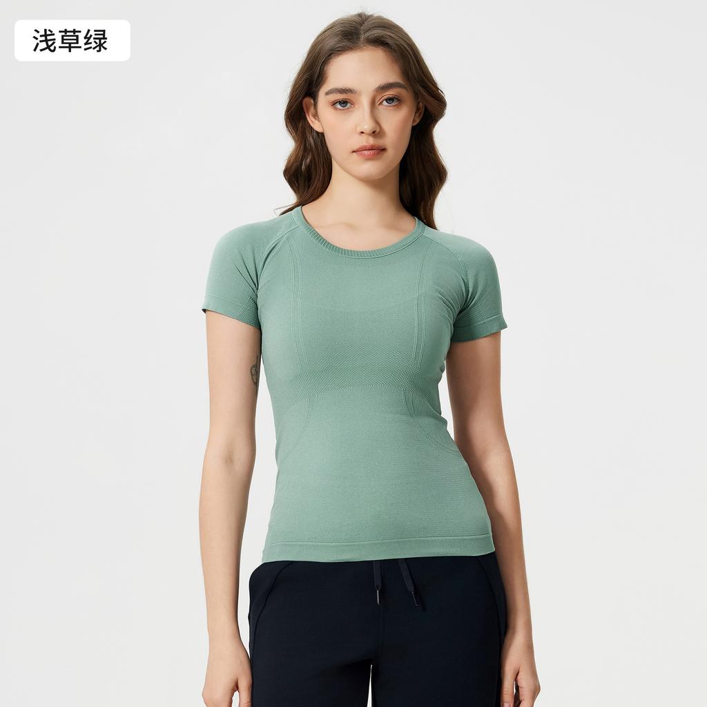 Spring and Summer New Women's Short-sleeved Crew Neck Sports T-shirt Running Fitness Top Slim-fitting Breathable Yoga Short-sleeved S1011