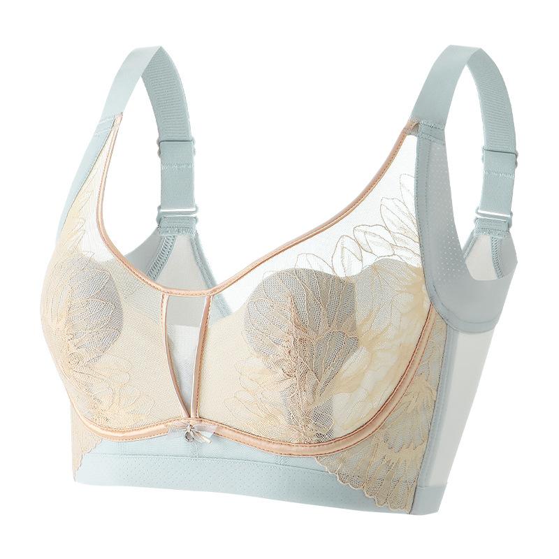 Crystal Cup Bra Women's Rabbit Ear Bra Women's Thin Bra Gathered Anti Sagging Oversized Bra Women's Thin Bra