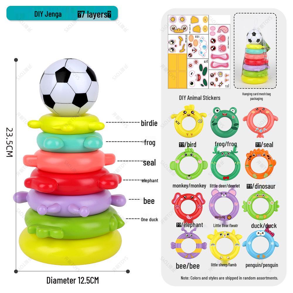 Rainbow Tower Ring Toss Educational Stacking Toy for Babies