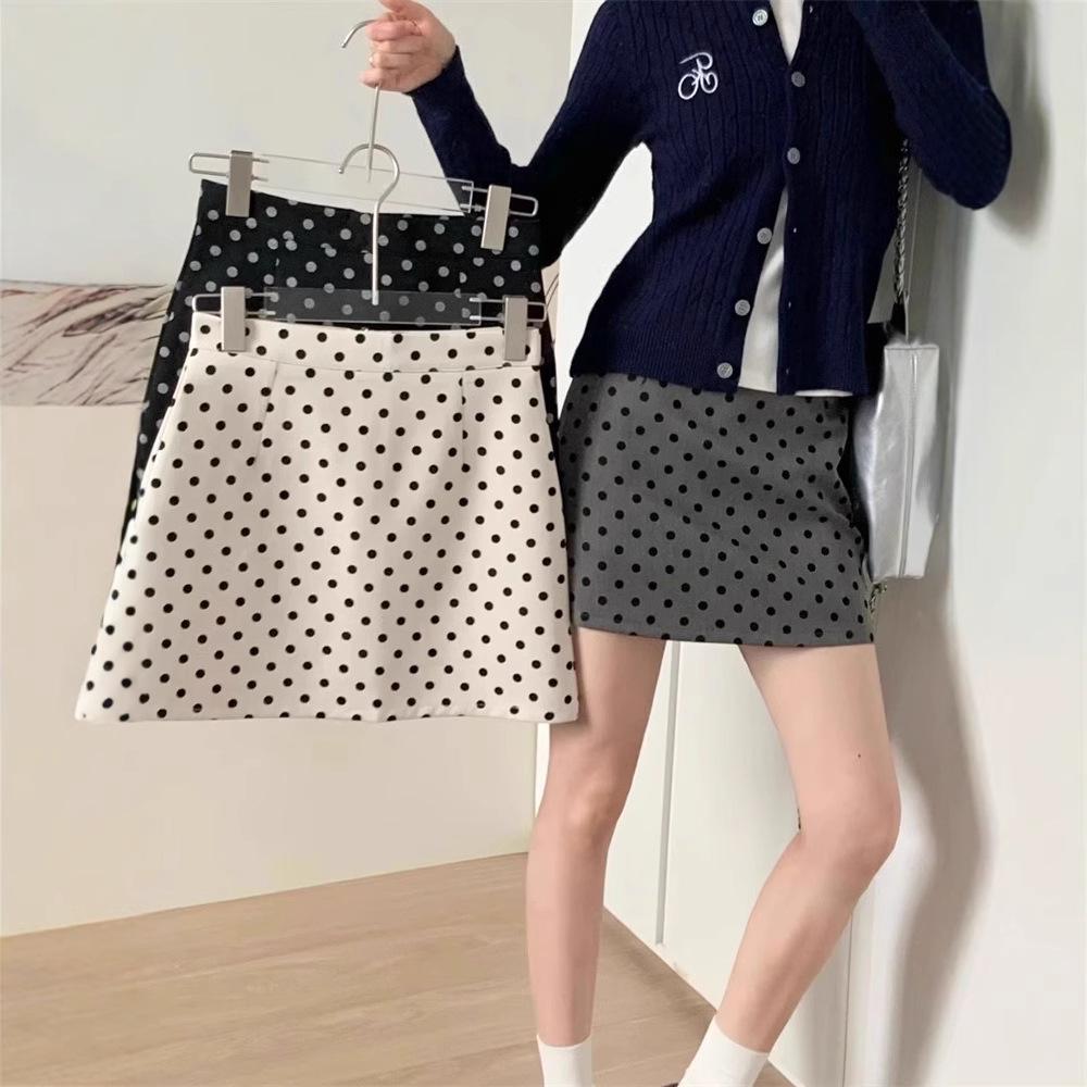 

Women s Polka Dot Midi Skirt 2025: Summer A-line, Slimming High-Waist with Hip-Wrap and Versatile Spliced Design XL