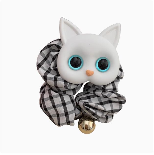 Korean Cartoon Cat Scrunchie Hair Tie for Kids & Adults - Versatile Headband & Rubber Band Accessories