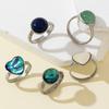 Stylish Adjustable Ring With Real Shell Inlay Sturdy Alloy Band Finger Accessory Perfect For Daily Wear And Gifts