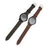 Men Quartz Watch Round Large Dial PU Leather Strap Retro Wristwatch for Daily Life Sports Business P