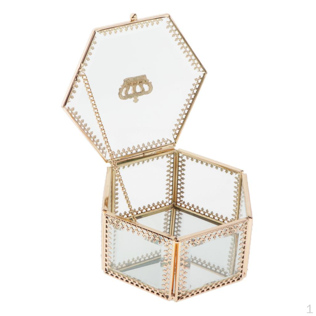 Glass Jewelry Make-up Organizer Box Geometric Terrarium Plants Holder
