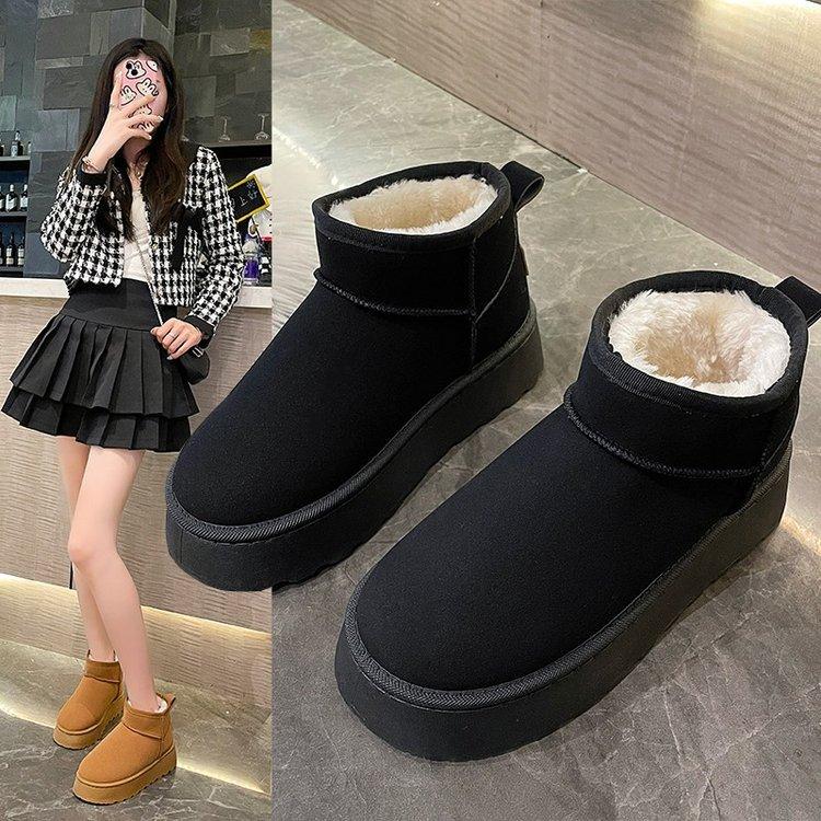 

зимние ботинки на толстой подошве женские новые осенне-зимние короткие хлопковые ботинки на высокой подошве зимние ботинки 42 чёрный