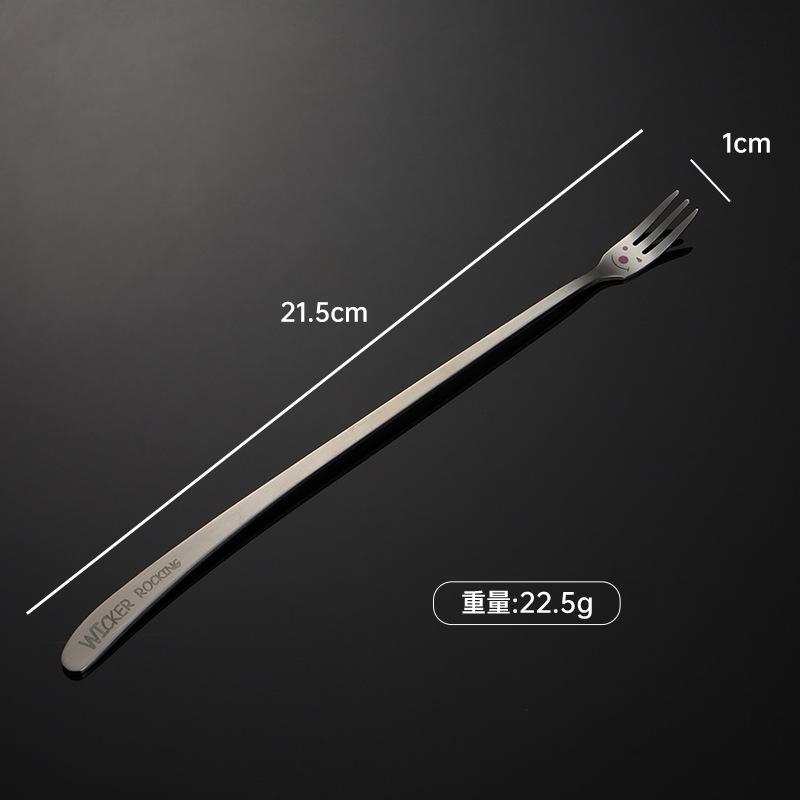 304 Stainless Steel Creative Smiley Face Inclined Handle Laser Spoon Chopsticks Fork Student Tableware Full Set of Gifts Children