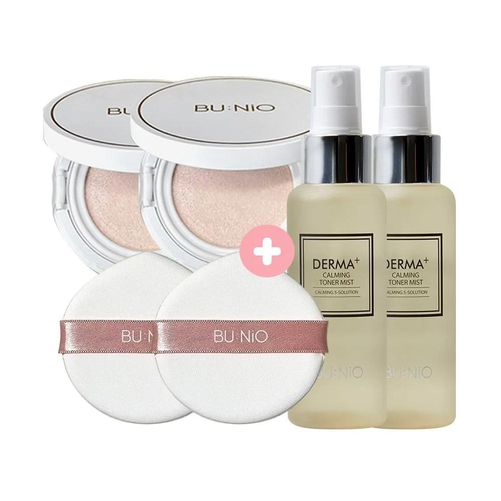 

BU:NiO Calming Cool Tone-Up Sun Cushion 25g Bare Face King Cushion x2 + Soothing Toner Mist 100ml x2
