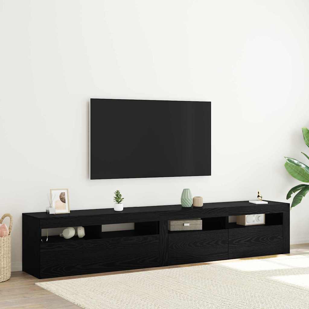 TV Cabinet Set of 2 Black Oak Effect 210 x 35 x 40 cm