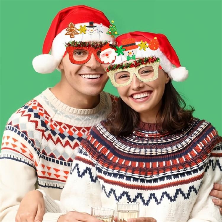 Christmas Glitters Parties Eyeglasses Frames Funny Eyeglasses Lovely Pattern for Party Make Up