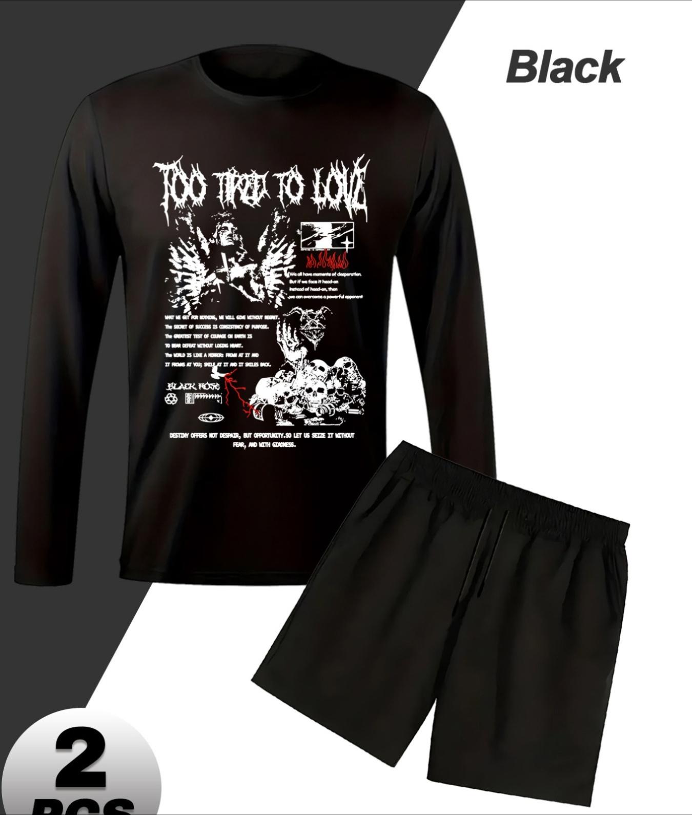 

Printed Long Sleeve Shorts Outfit, Unique & Trendy, Ideal for Shopping & Gatherings XXL чорний