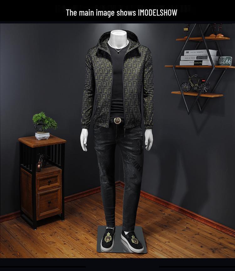 European Style Men's Spring/Autumn 2025 Trendy Casual Hooded Jacket