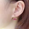 Exquisite Russian Rose Gold-Plated Purple Gold 585 Fan-Shaped Horse Eye Stud Earrings Inlaid With Red Zircon Earrings French Jewelry