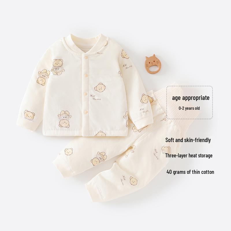 40g Baby Baumwollunterwäsche & Pyjama-Set - Hohe Taille, Bauchschutz, Herbst/Winter Wärme